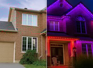 Celebright permanent Christmas lights by Toronto Glow — invisible by day, stunning at night