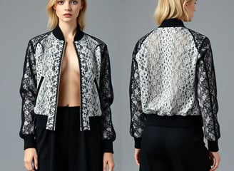 nėriniuotas bomber jacket, sukurtas analizuojant mados tendencijas