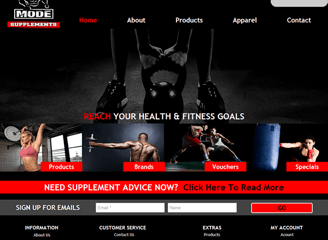Mock up website home page for Beast Mode Supplements
