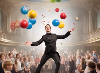 People are entering a theater or event space with signs in Korean and English. The area appears organized with ropes guiding attendees. A staff member is assisting, and the environment looks modern with metallic and glass elements.