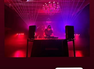 a dj booth at a nightclub