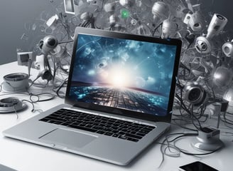 a laptop computer sitting on a table