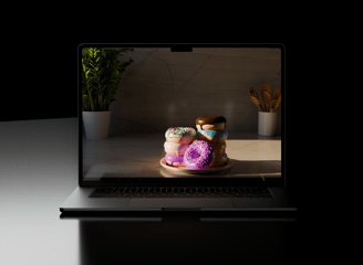 Mockup von 3D Donuts in einer Küche