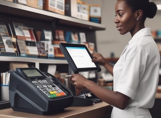 an african american woman using a pos
