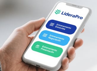 Entrena entrevistas, negociaciones o presentaciones con LideraPro IA y mejoraras fácil y rápidamente