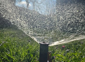 a sprinkler sprinkler sprinkles in the grass