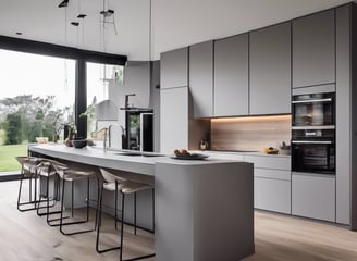 Cocina moderna Gris Plata super matte tacto suave