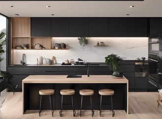 Cocina moderna negro ultra matte tacto suave