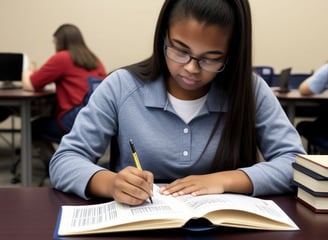 young student is taking a practice ACT as a homework assignment