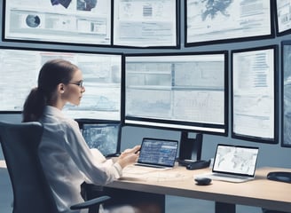 Qualitative analyst behind a computer screen