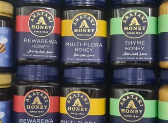 Experience the great taste of Arataki Honey:Rewarewa ,MultiFlora & Thyme Honey