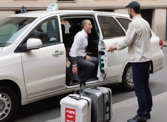 A ferry is transporting multiple parked cars across a vast expanse of blue ocean under a clear sky. The rear of the ferry shows the wake trailing behind, and numerous vehicles are tightly arranged on the ferry's deck.