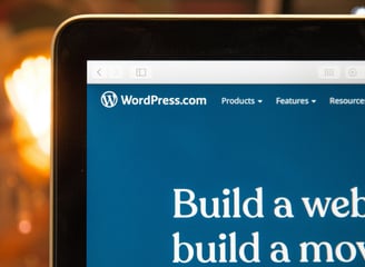 Screenshot of a WordPress website homepage featuring a header with the site logo, a navigation menu,