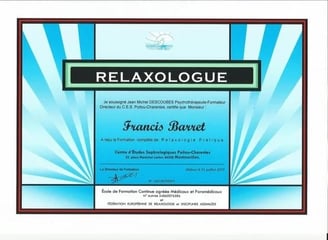 Diplôme de Relaxologue de Francis Barret