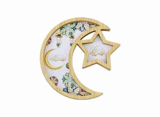 a crescent shaped broocher with a crescent shaped moon