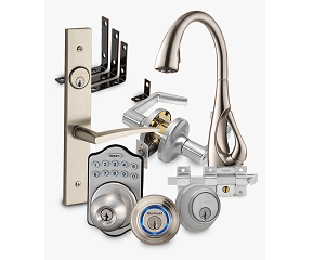 a set of door handles and a key lock on a door