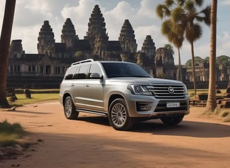 a silver suv parked on a dirt road