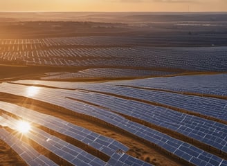 Two people are installing a large solar panel on a rooftop in an urban area with numerous buildings and a water tower in the background. The scene suggests an effort to set up renewable energy resources.