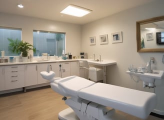 A realistic dental model displaying a full set of teeth fitted with orthodontic braces. The model is placed against a plain background, highlighting the intricate details of the braces and the gums.