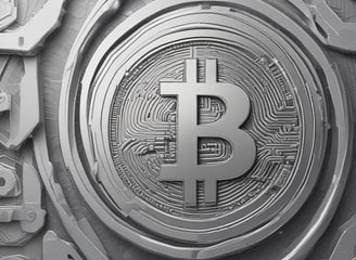 A stack of shiny, gold-like cryptocurrency coins featuring the logos of Ethereum and Bitcoin. The coins have a metallic sheen, with the Ethereum coin displaying a triangular symbol and Bitcoin displaying a 'B' with two vertical lines running through it.
