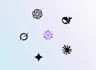 Minimalist AI model icons representing GPT-4, Gemini, Claude, and other advanced AI engines