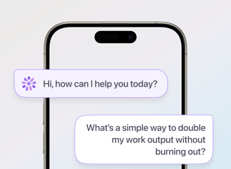 Chat conversation preview showing Looma AI responding with a helpful suggestion
