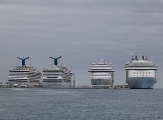 Four cruise ships side by side