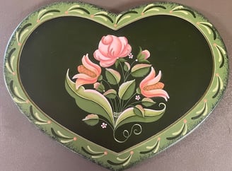 Acrylic, Bernice Rauch, Rita M. Martin , Rose's & Strokes, green leaves, heart