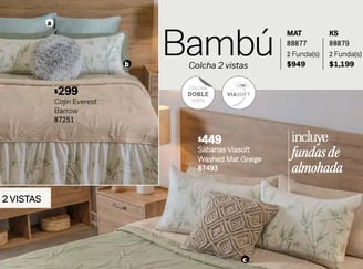 Colcha dos vistas modelo Bambu de la marca Vianney