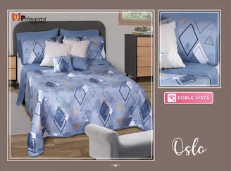 Edredón ligero azul modelo Oslo de la marca Colchas Primavera