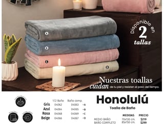 Toallas de multiples colores modelo Honolulú de la marca Intima Hogar