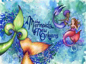 Illustrations from The Mermaids of New Orleans by New Orleans artist & illustrator Melissa Vandiver.