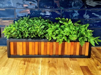 wooden planter herb box handmade from solid wood