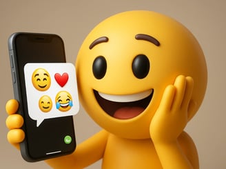 émoji en 3D qui reçoit des émojis sur son téléphone pour la journée mondiale.