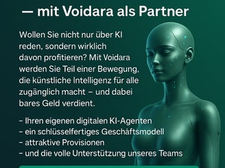"Voidara KI-Agent Werbegrafik – Jetzt Partner werden und mit künstlicher Intelligenz Geld verdienen"