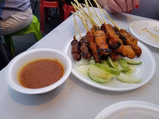 So much Chicken Satay on Satay Street in Singapore