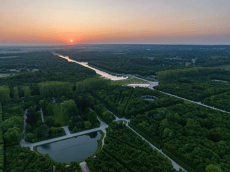 Sunset over the Gardens of Versailles, photo by Thomas Garnier, June 2023