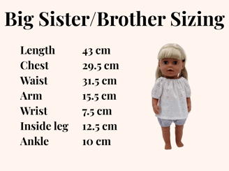 Measurements for Baby Born Big Sister doll