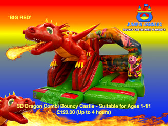 3D Dragon Bouncy Castle with Slide - Jumpin Janners - Bouncy Castle Hire Plymouth