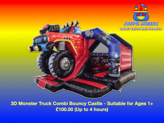 Monster Truck Bouncy Castle Hire Plymouth - Car Themed Bouncy Castle Hire Plymouth