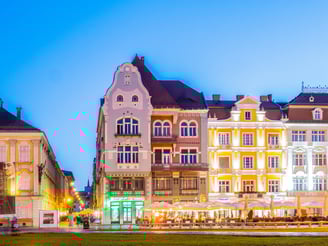 Colorful Buildings Under Blue Sky in Timisoara