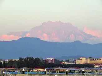 A colossal rock mountain, the Mount Kinabalu