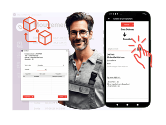 homme de chantier qui doit transférer des articles entre deux stocks