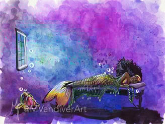 Illustrations from The Mermaids of New Orleans by New Orleans artist & illustrator Melissa Vandiver.