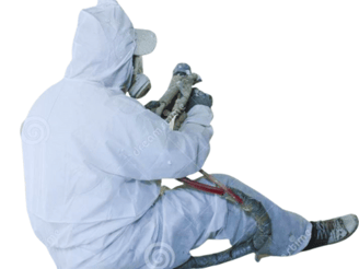 Man installing Spray foam loft insulation