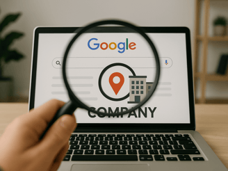 Écran d’ordinateur avec une recherche Google locale – stratégie de référencement naturel