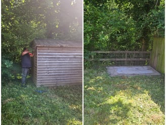mini demolition carried out on a shed in worcester