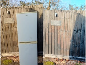 before and after pictures of fridge freezer removed from a house in worcester
