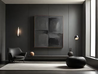 Quadro com moldura de madeira em sala rústica.