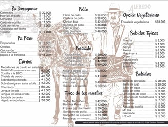 Menú Restaurante Donde Alfredo Barcelona Quindío